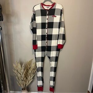 Lazy Ones Men’s Large one piece Christmas Pajamas cotton plaid butt flap opening
